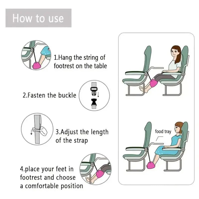 Long Haul Comfort Airplane Footrest With Adjustable Strap